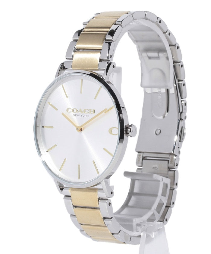 Coach Business Analog White Dial Two Tone Steel Stap Watch for Men - 14602432