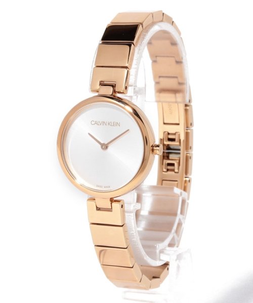 Calvin Klein Authentic White Dial Rose Gold Steel Strap Watch for Women - K8G23646