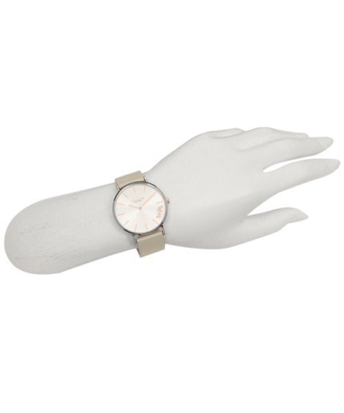 Coach Perry Silver DIal White Leather Strap Watch for Women - 14503116