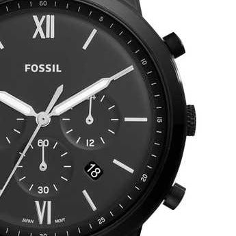 Fossil Neutra Chronograph Black Dial Black Steel Strap Watch for Men - FS5474