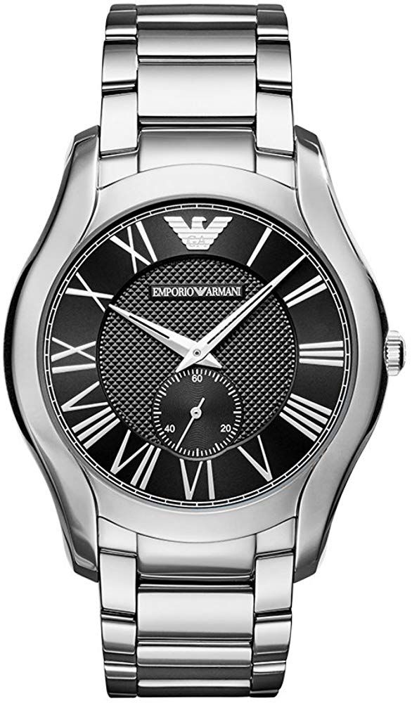 Emporio Armani Valente Quartz Black Dial Silver Steel Strap Watch For Men - AR11086