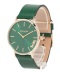 Coach Green Dial Green Leather Strap Watch for Women - 14503383