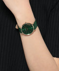 Coach Green Dial Green Leather Strap Watch for Women - 14503383