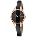 Calvin Klein Rebel Black Dial Black Leather Strap Watch for Women - K8P236C1