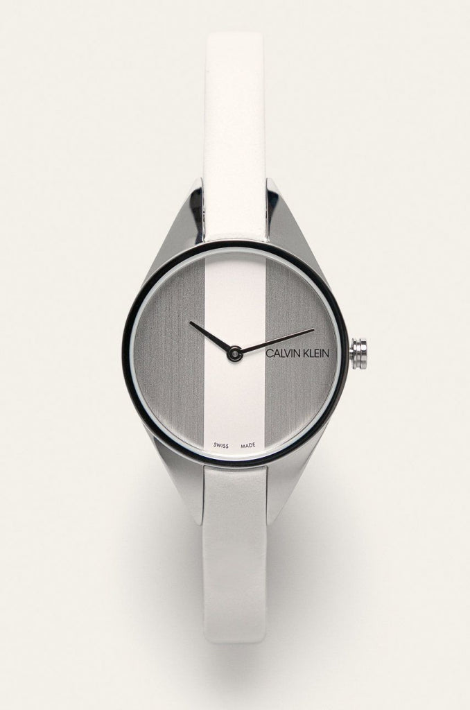 Calvin Klein Rebel White Dial White Leather Strap Watch for Women - K8P231L6