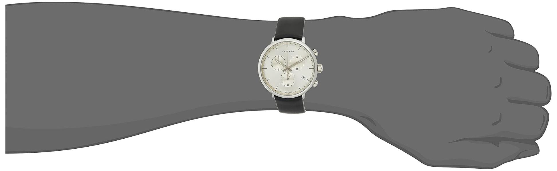 Calvin Klein High Noon Chronograph White Dial Black Leather Strap Watch for Men - K8M271C6