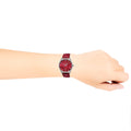 Gucci G-Timeless Quartz Mother of Pearl Red Dial Red Leather Strap Watch For Women - YA1264041