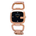 Gucci G Gucci Quartz Black Dial Rose Gold Steel Strap Watch For Women - YA125409