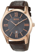 Hugo Boss Ambassador Grey Dial Brown Leather Strap Watch for Men - 1513387