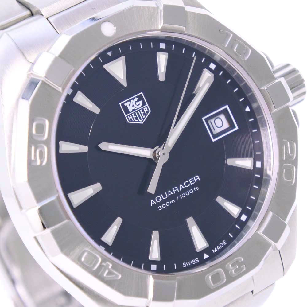 Tag Heuer Aquaracer Quartz Black Dial Silver Steel Strap Watch for Men - WAY1110.BA0928