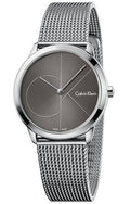 Calvin Klein Minimal Grey Dial Silver Mesh Bracelet Watch for Women - K3M22123