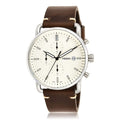 Fossil The Commuter Chronograph White Dial Brown Leather Strap Watch for Men - FS5402