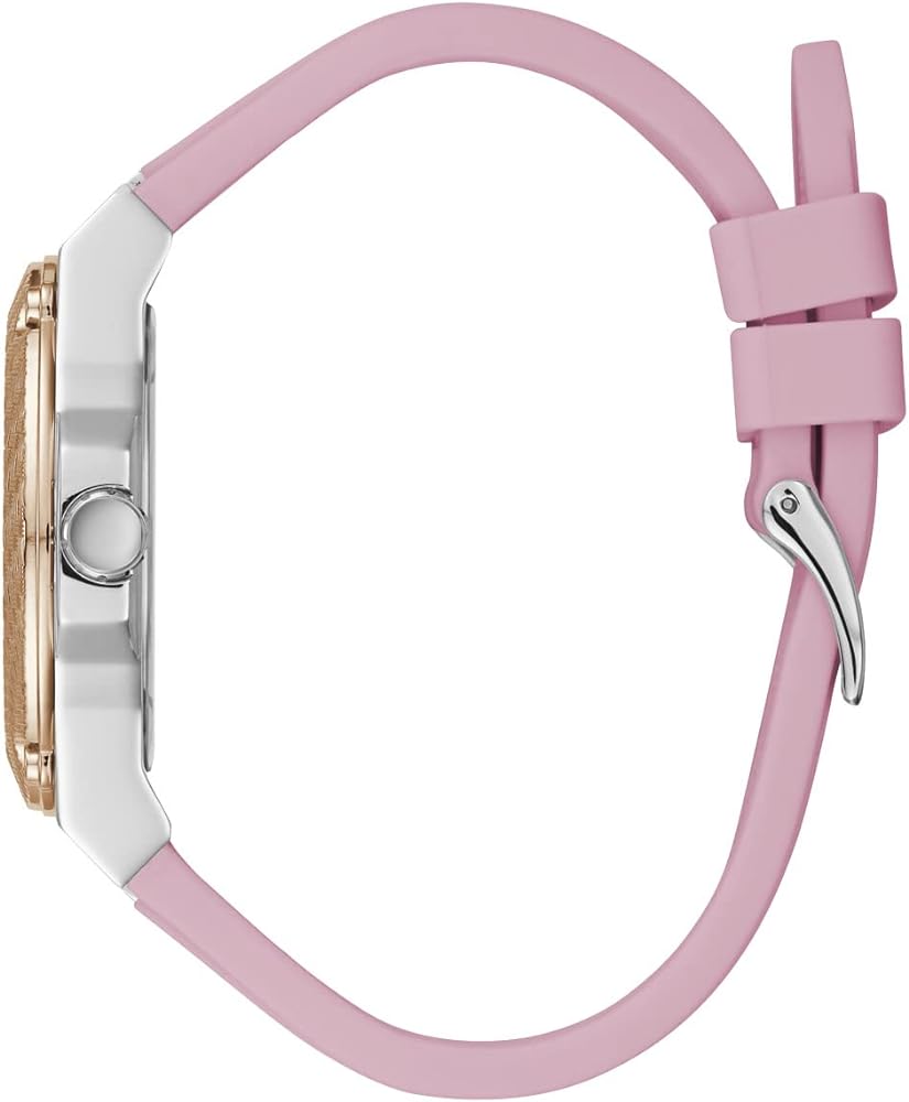 Guess Zena Quartz White Dial Pink Rubber Strap Watch For Women - W1094L4