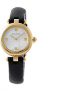 Gucci Diamantissima Mother of Pearl Dial Black Leather Strap Watch For Women - YA141505