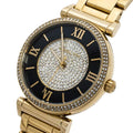 Michael Kors Catlin Black Dial Gold Steel Strap Watch for Women - MK3338