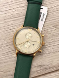 Emporio Armani Gianni Chronograph Champagne Dial Green Leather Strap Watch For Men - AR1722