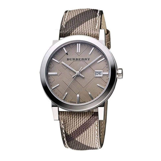 Burberry The City Brown Dial Chequered Brown Leather Strap Watch for Women - BU9029