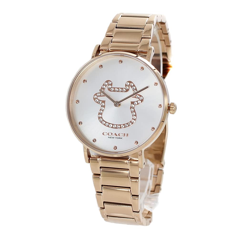 Coach Perry White Dial Rose Gold Steel Strap Watch for Women - 14503708