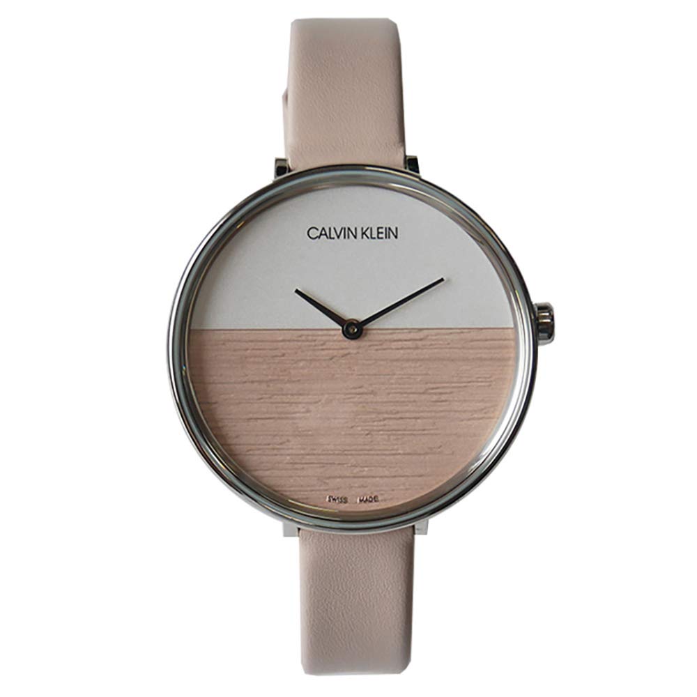 Calvin Klein Rise White Beige Dial Beige Leather Strap Watch for Women - K7A231XH