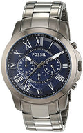 Fossil Grant Chronograph Blue Dial Grey Steel Strap Watch for Men - FS4831