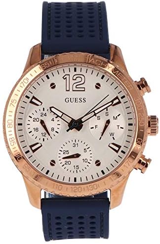 Guess Marina Multifunction White Dial Blue Rubber Strap Watch for Women - W1025L4