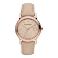 Burberry The City Rose Gold Dial Beige Leather Strap Watch for Women - BU9014