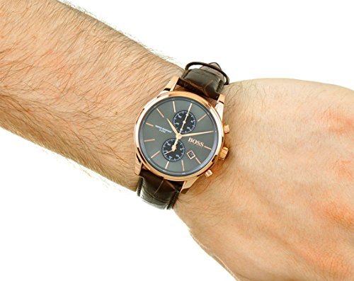 Hugo Boss Jet Grey Dial Brown Leather Strap Watch for Men - 1513281