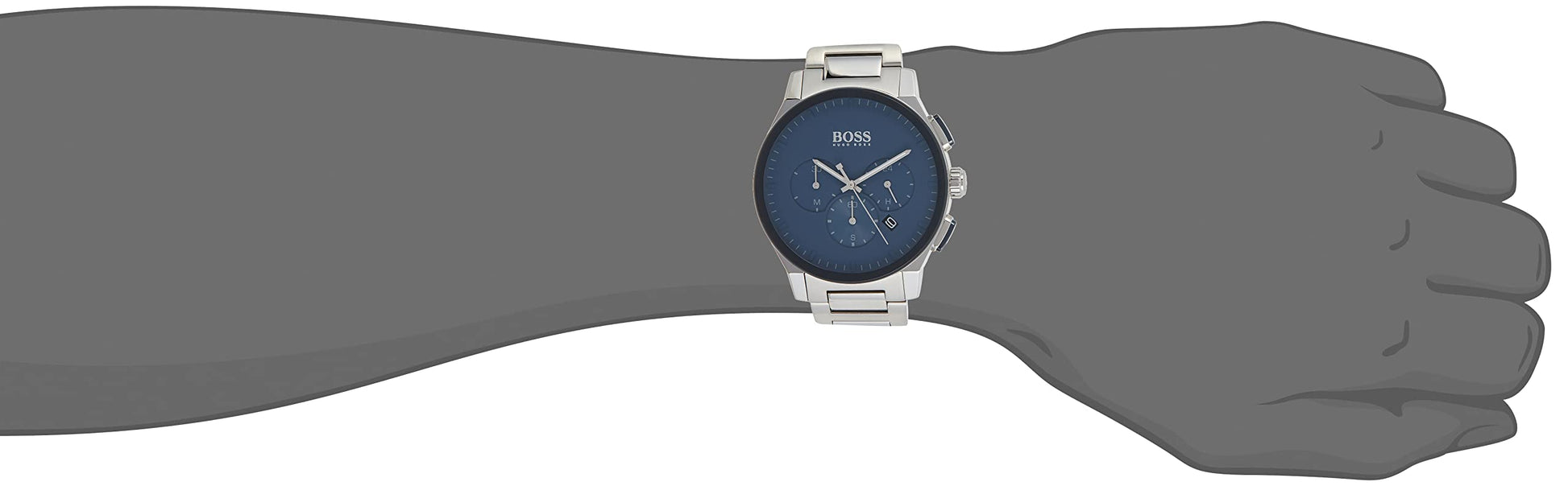 Hugo Boss Peak Chronograph Blue Dial Silver Steel Strap Watch for Men - 1513763