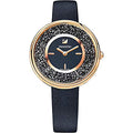 Swarovski Crystalline Pure Black Dial Black Leather Strap Watch for Women - 5275043