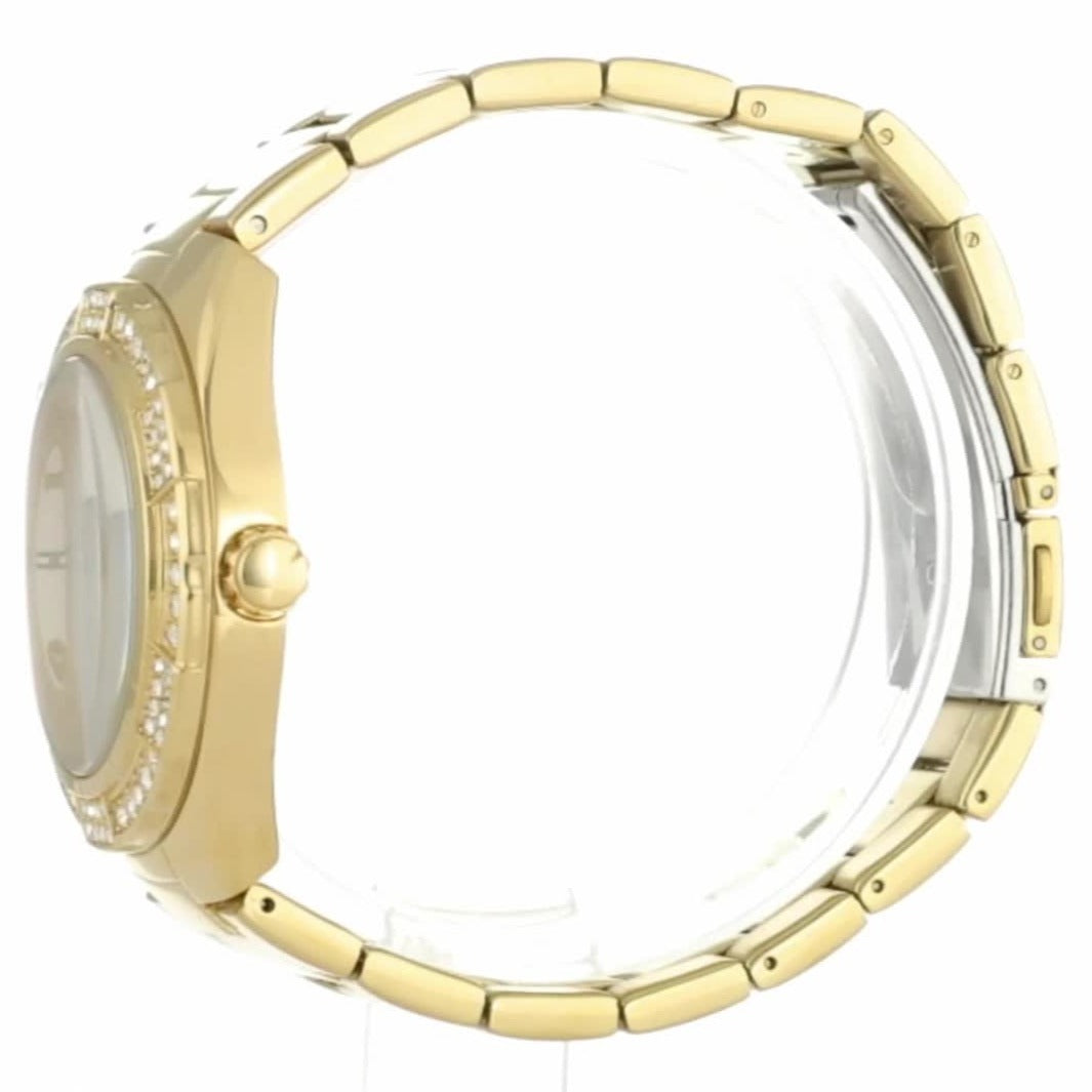 Guess Luna Diamonds White Dial Gold Steel Strap Watch for Women - W0729L2