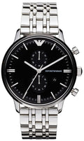 Emporio Armani Classic Chronograph Black Dial Silver Steel Strap Watch For Men - AR0389