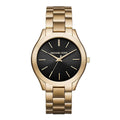 Michael Kors Runway Black Dial Gold Steel Strap Watch for Women - MK3478