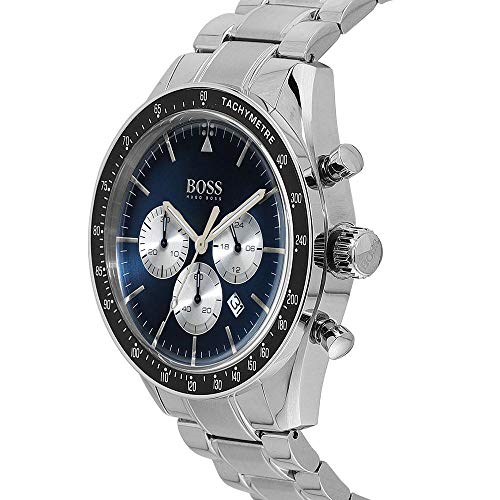 Hugo Boss Trophy Chronograph Blue Dial Silver Steel Strap Watch for Men - 1513630