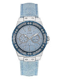 Guess Limelight Quartz Blue Dial Blue Leather Strap Watch For Men - W0775l1