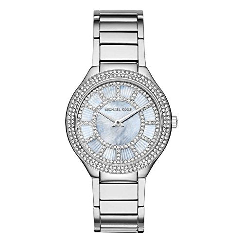 Michael Kors Kerry Mother of Pearl Dial Silver Stainless Steel Strap Watch for Women - MK3395