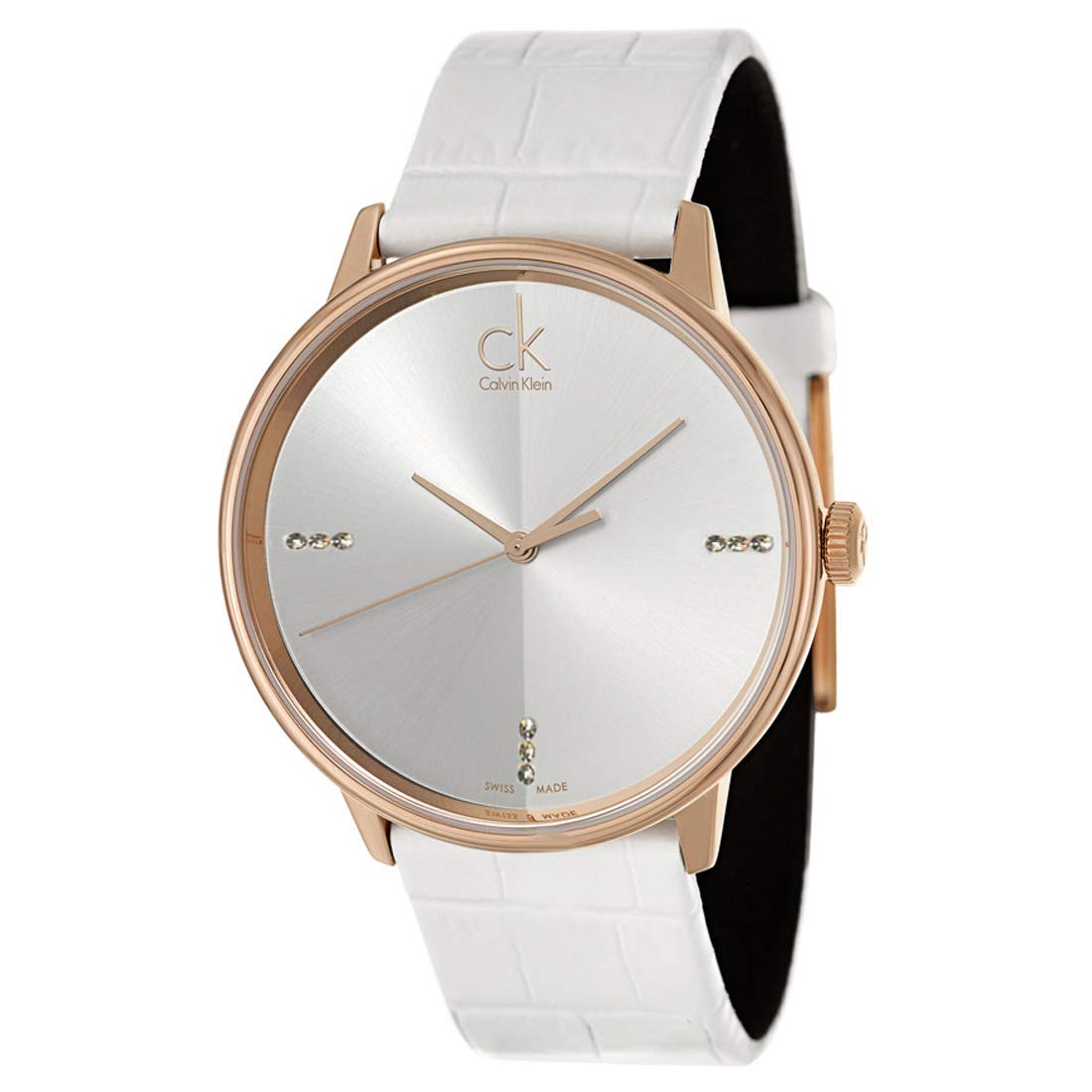 Calvin Klein Accent White Dial White Leather Strap Watch for Men - K2Y2X6KW