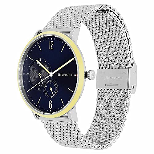 Tommy Hilfiger Brooklyn Quartz Blue Dial Silver Mesh Bracelet Watch for Men - 1791505