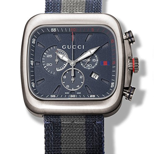 Gucci Coupe Chronograph Blue Dial Two Tone NATO Strap Watch for Men - YA131203