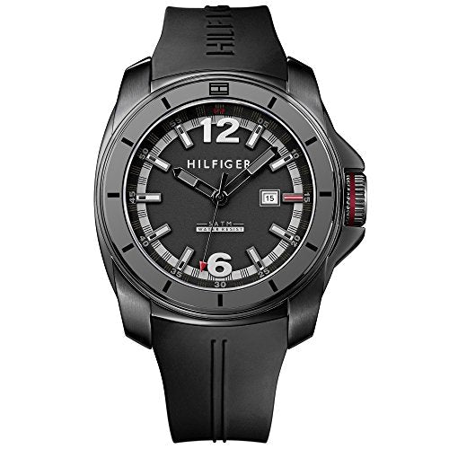 Tommy Hilfiger Windsurf Black Dial Black Rubber Strap Watch for Men- 1791114