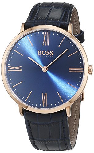 Hugo Boss Jackson Blue Dial Black Leather Strap Watch for Men - 1513371