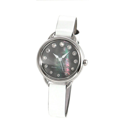 Marc Jacobs Betty Black Mother of Pearl Dial White Leather Strap Watch for Women - MJ1512
