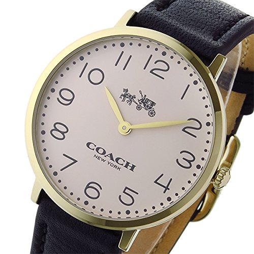 Coach Slim Easton White Dial Black Leather Strap Watch for Women - 14502683