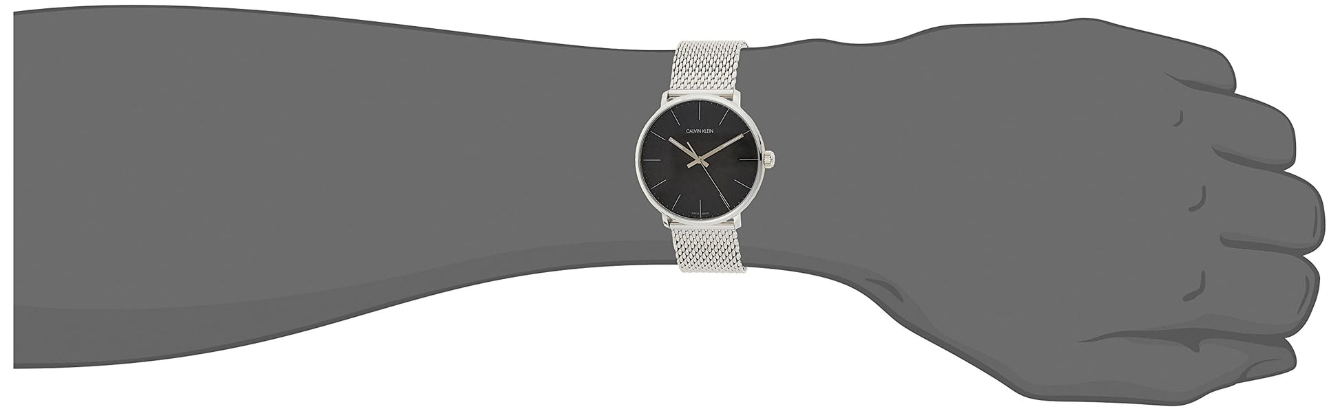 Calvin Klein High Noon Black Dial Silver Mesh Bracelet Watch for Men - K8M21121