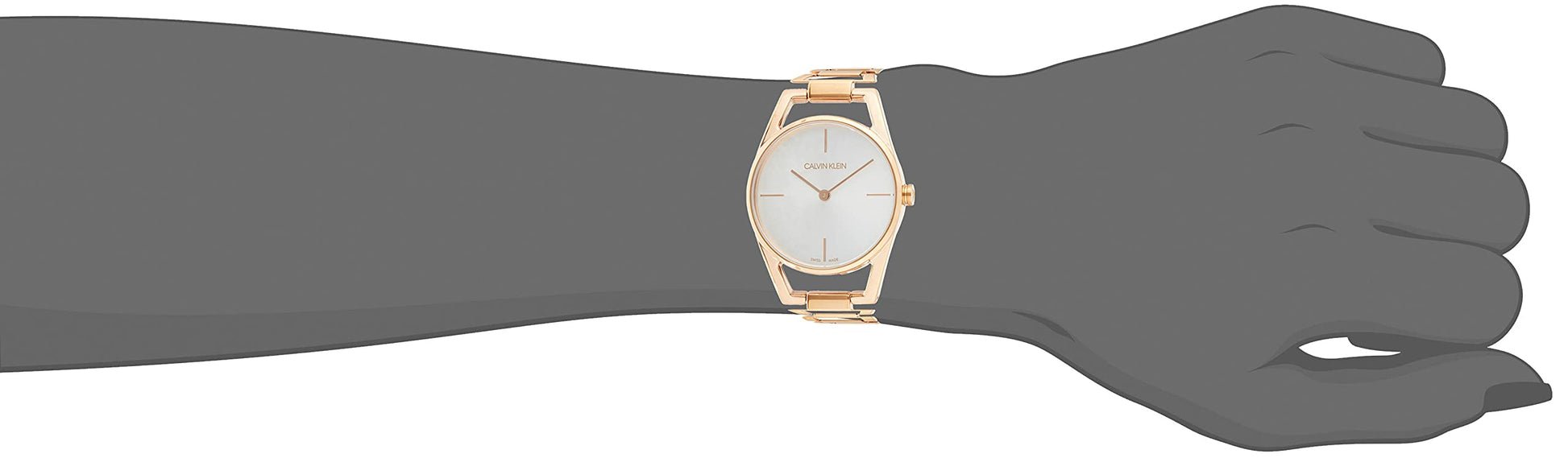 Calvin Klein Dainty White Dial Rose Gold Steel Strap Watch for Women - K7L23646