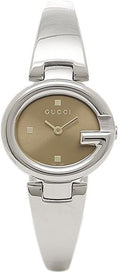 Gucci Guccissima Quartz Diamonds Brown Dial Silver Steel Strap Watch For Women - YA134503