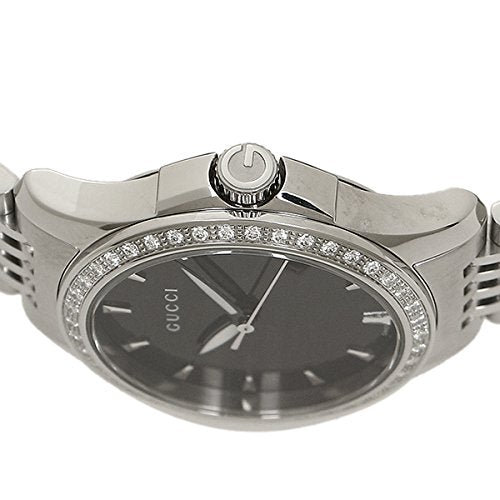 Gucci G Timeless Diamonds Mother of Pearl Black Dial Silver Mesh Bracelet Watch For Women - YA126507