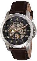 Fossil Grant Automatic Skeleton Black Dial Brown Leather Strap Watch for Men - ME3095