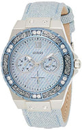 Guess Limelight Quartz Blue Dial Blue Leather Strap Watch For Men - W0775l1