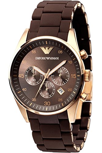 Emporio Armani Sportivo Chronograph Brown Dial Brown Silicone Strap Watch For Men - AR5891