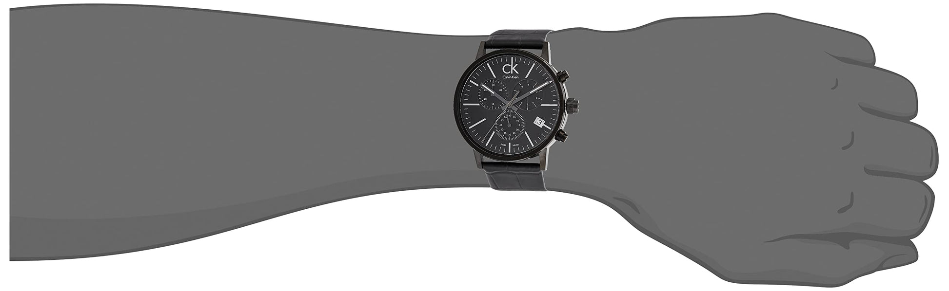 Calvin Klein Post Minimal Chronograph Black Dial Black Leather Strap Watch for Men - K7627401